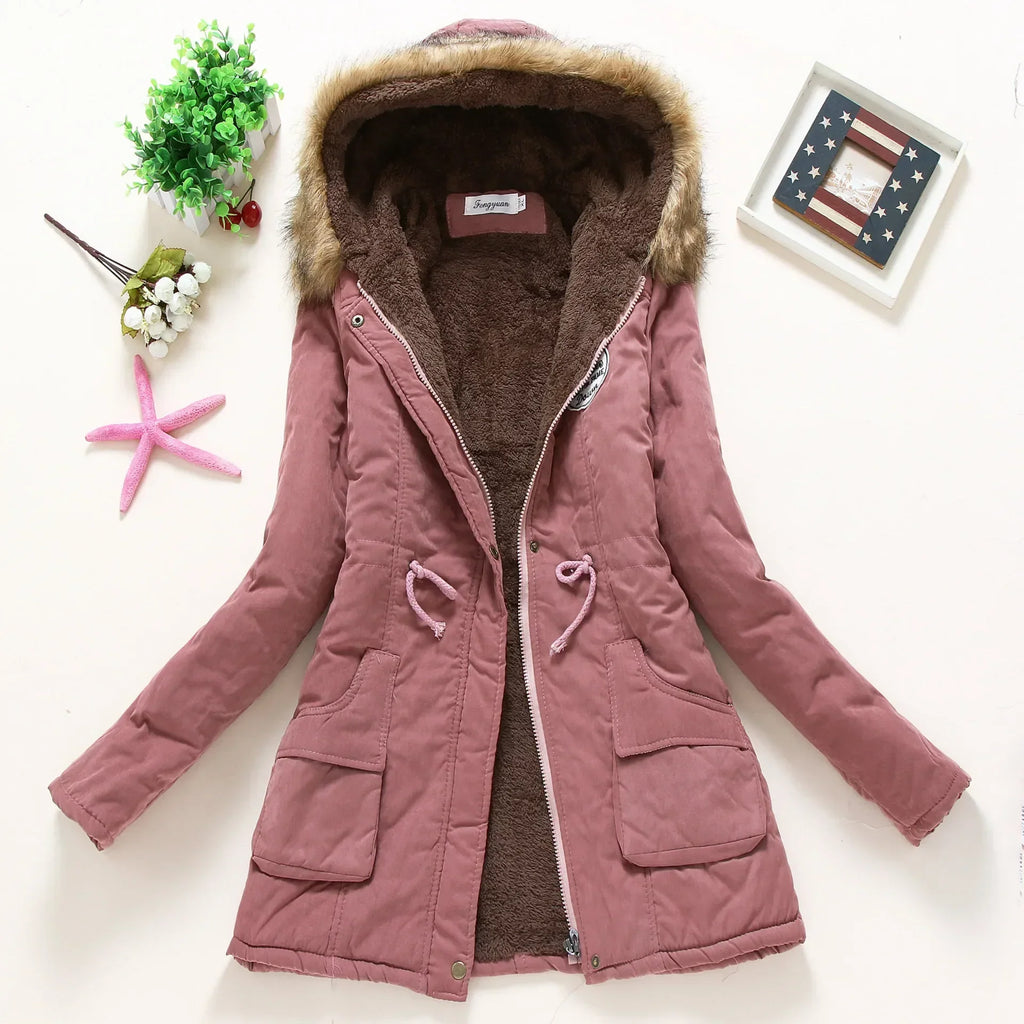 GR | Fashionable winter jacket with faux fur trim