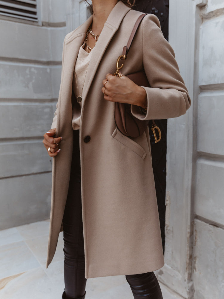 GR Long coat with lapel and button