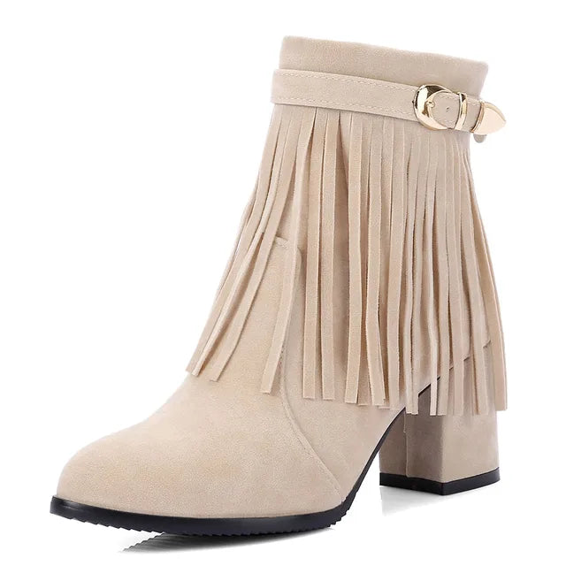 GR | Cowboy ankle boots with fringe tassel