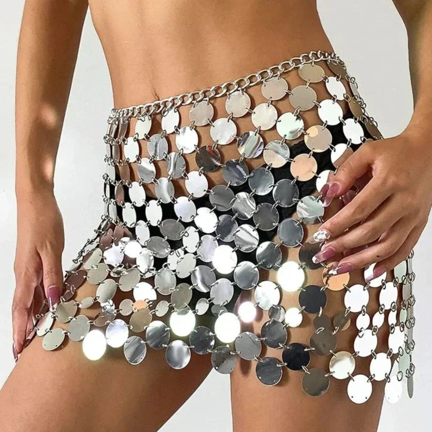 GR | Shiny sequin mini skirt