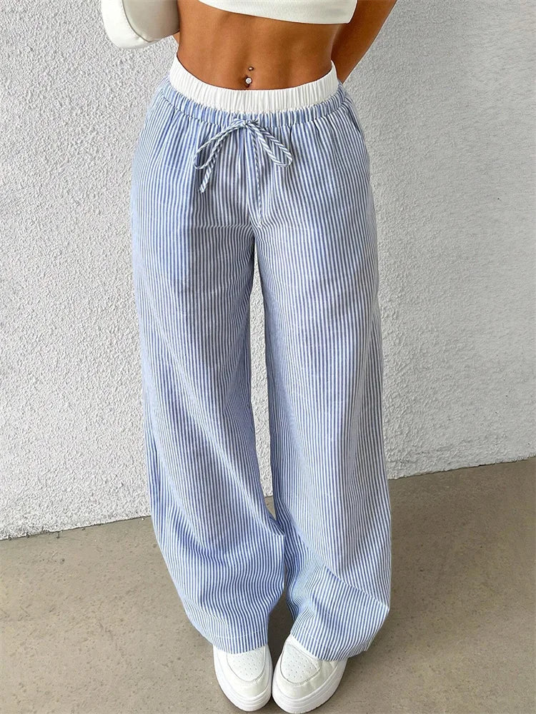 GR | Bequeme Hose mit Weitem Bein und Streifendruck