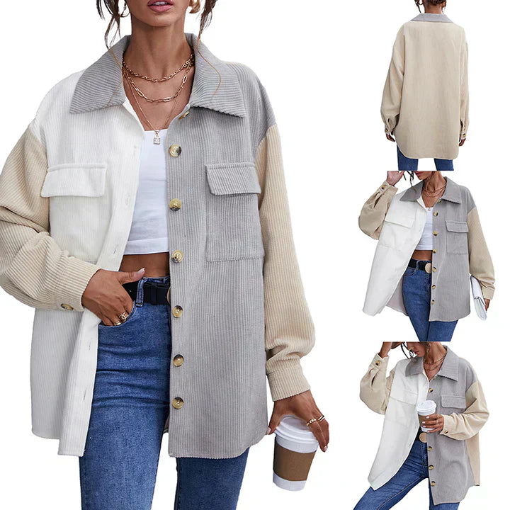 Button-down corduroy jacket for women