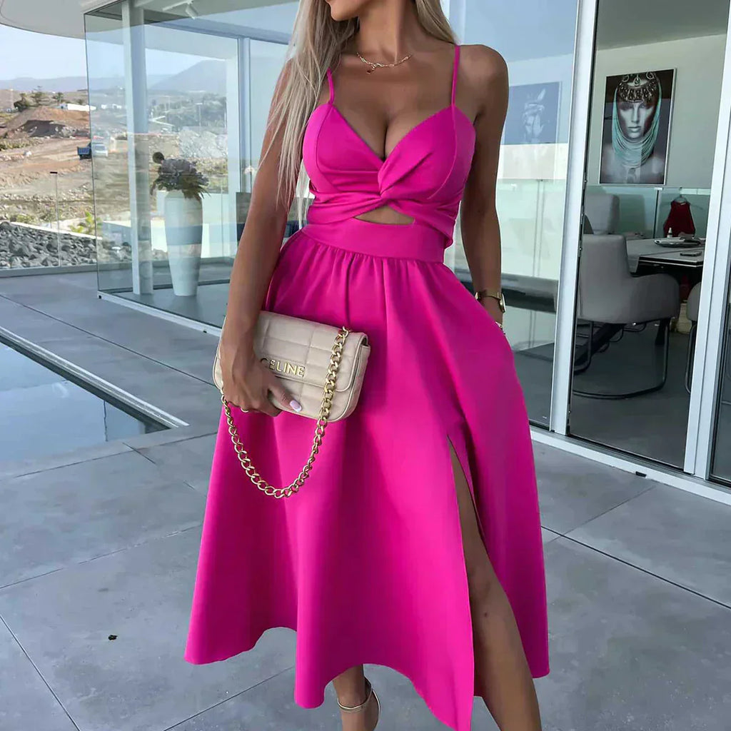 GR | Seitenausschnitt Midi-Kleid mit Schlitz