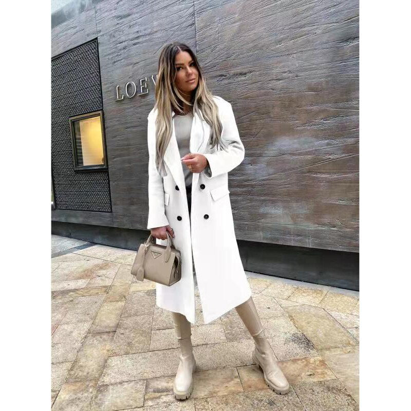 GR Attractive Autumn Wool Coat | Women's Retro Fashion Black Long Sleeve Coat