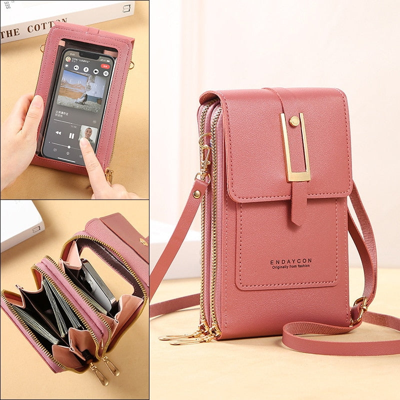 GR Leather Smartphone Clutch | Women's Handbag with Touchscreen Window