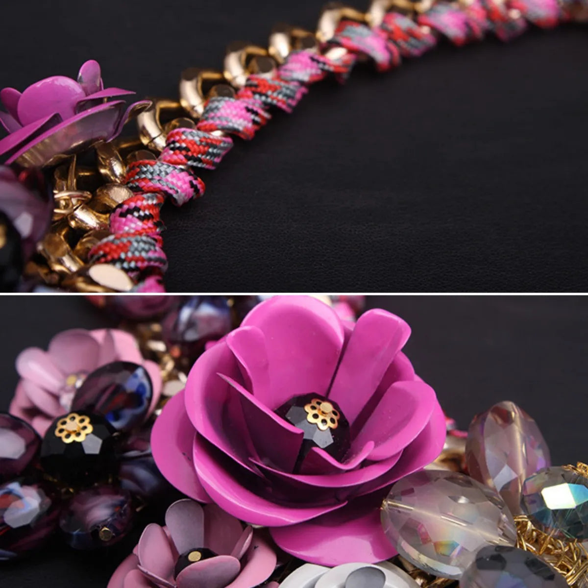 GR | Jahrgang Schmuck Elegante Prom Party Schönheitswettbewerb Hochzeit Geschenk Florale Blüte Blume Chunky Statement Halskette für Frauen Accessoires