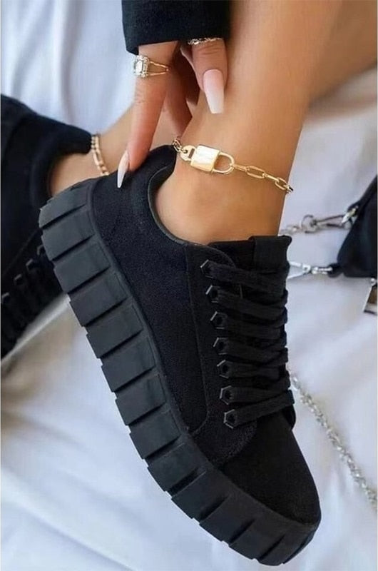 GR | Suede Sneakers with Chunky Platform for Women