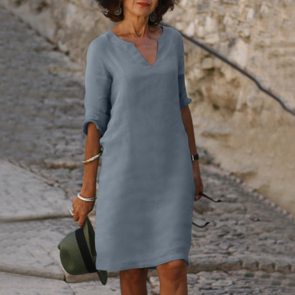 GR | Elegantes Sommerkleid mit V-Ausschnitt