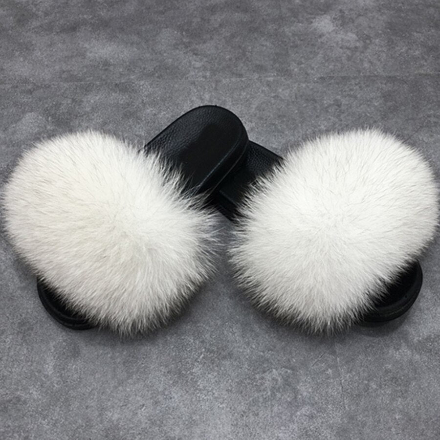GR | Fluffy real fur flip-flops, slippers, sandals