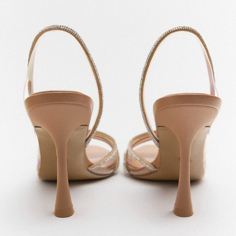GR Elegant High-Heeled Sandals | Stiletto Slingback Peep Toe Shoes