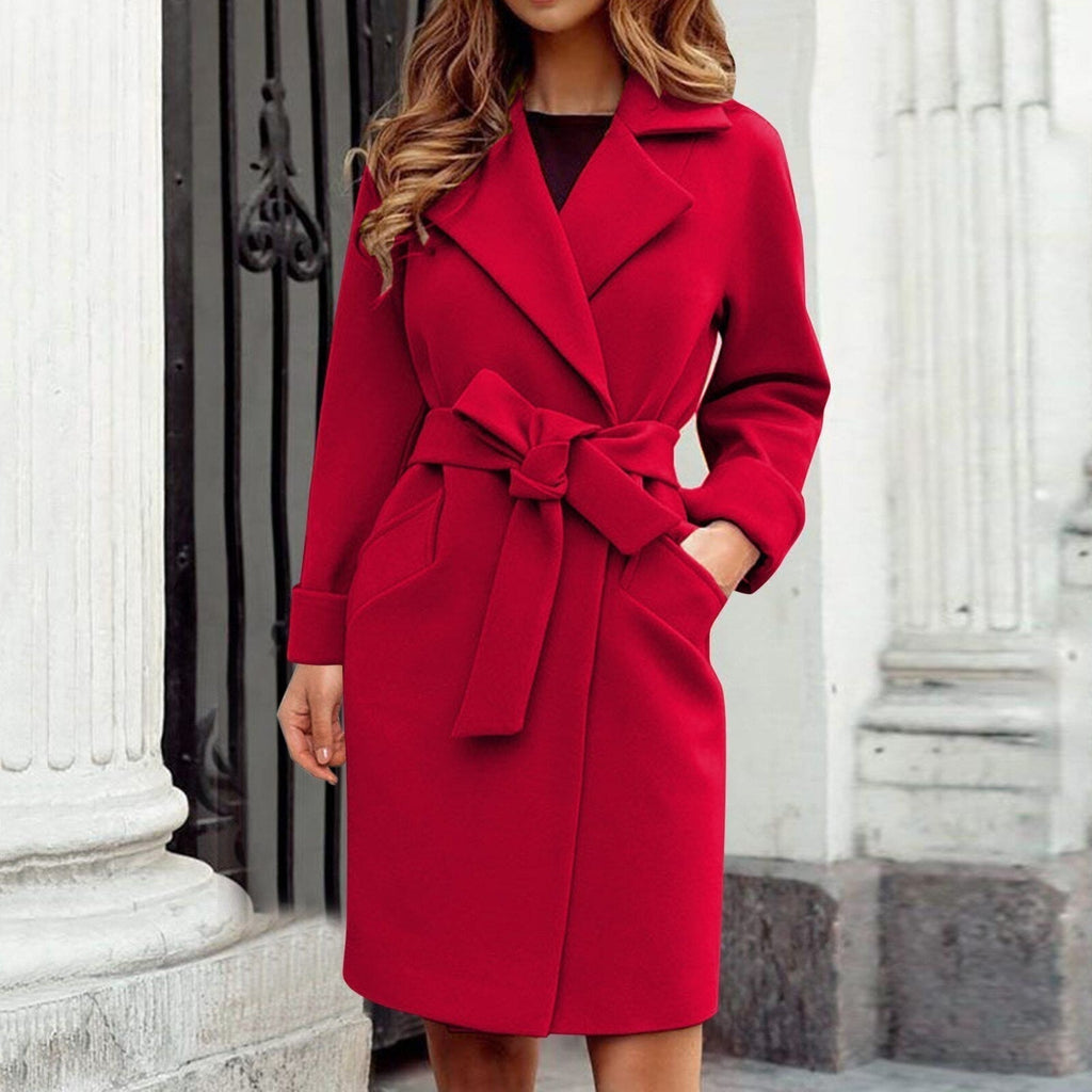 Trench coat winter coat with button placket in colorful colors