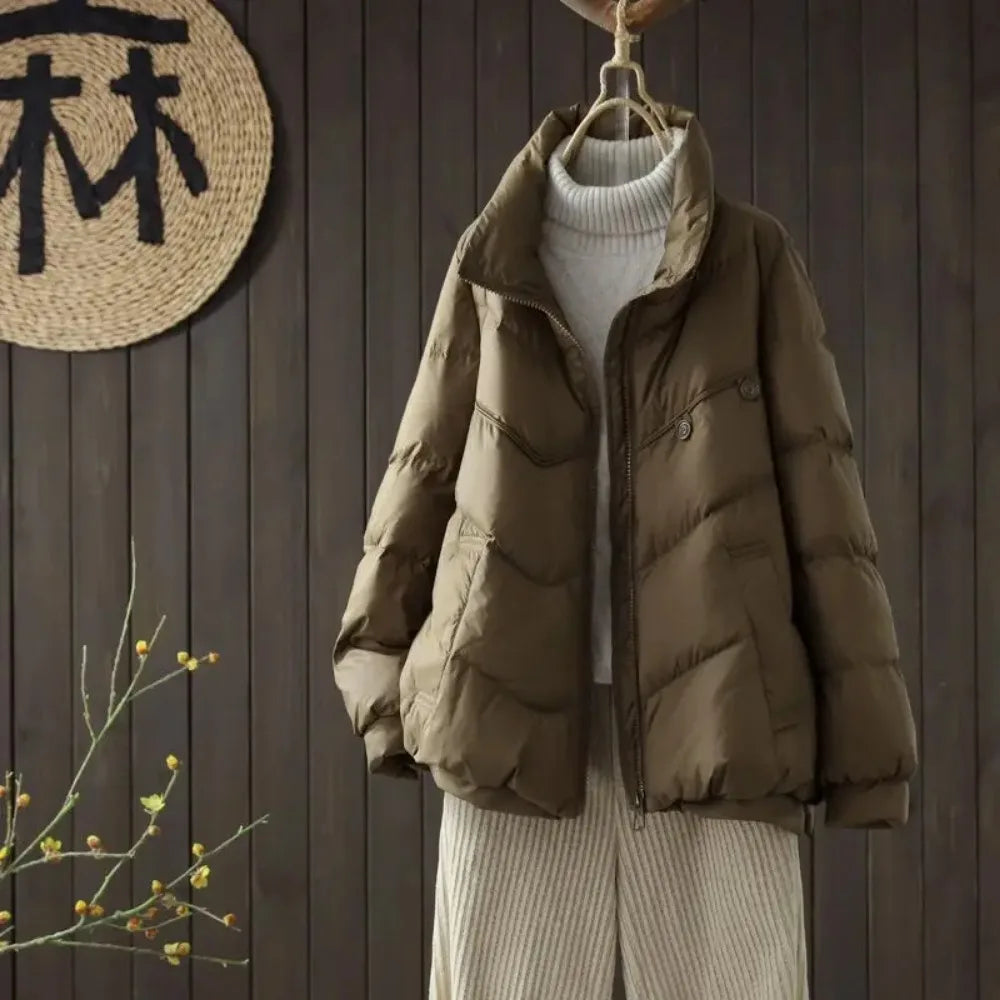 GR - Women's quilted jacket with stand-up collar