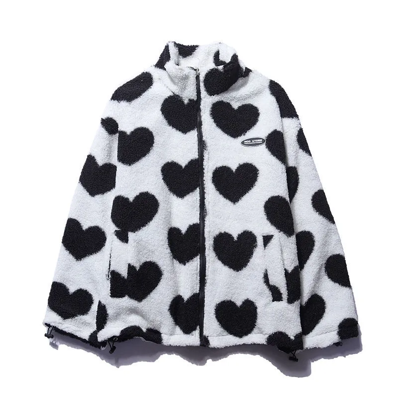 GR | Reversible heart fleece jacket