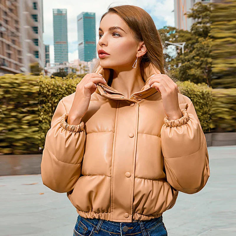 GR | Padded leather jacket for women