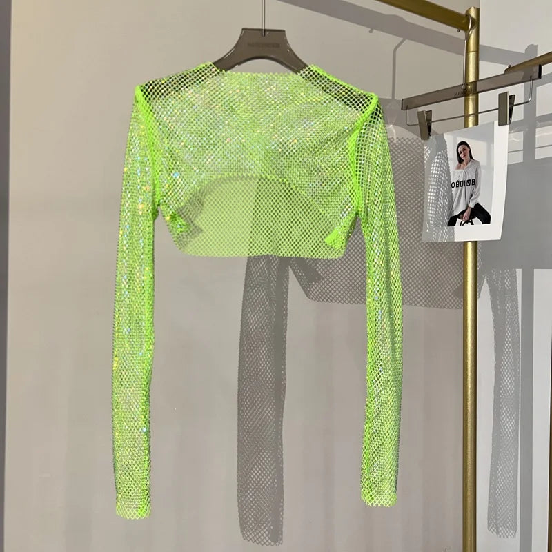 GR | Diamond Long Sleeve Mesh Top
