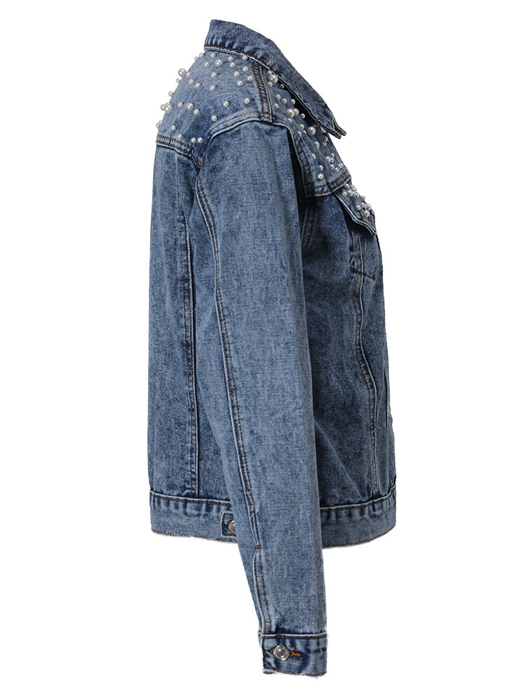 Denim jacket - a favorite denim piece with stylish pearl embellishment
