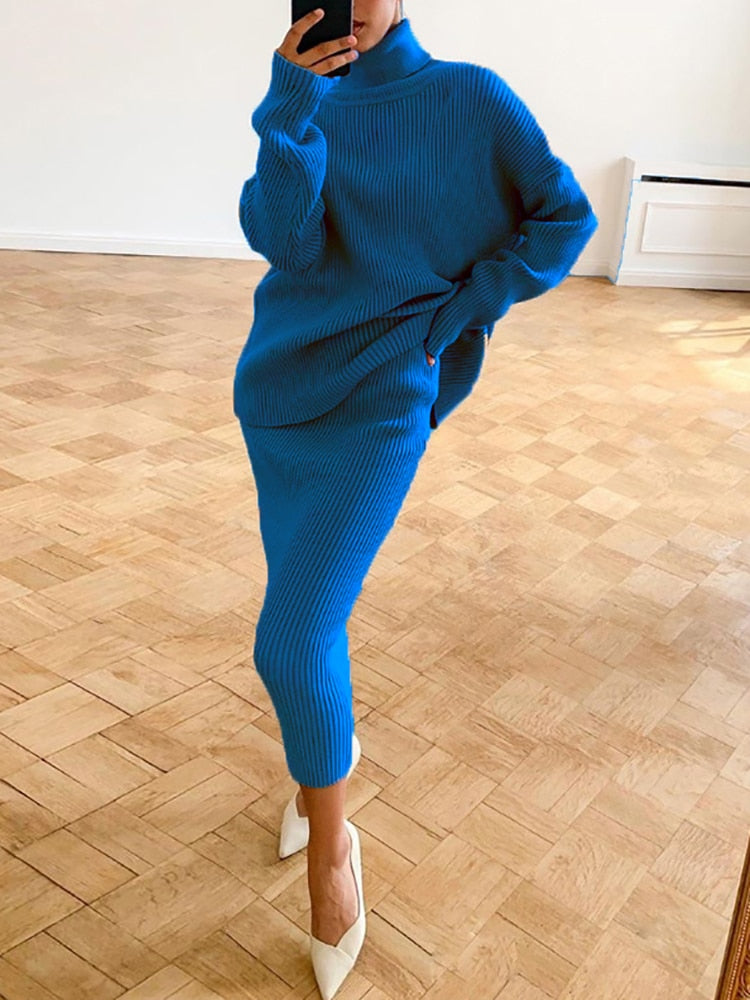 GR | Chic autumn knit two-piece slim fit set for women