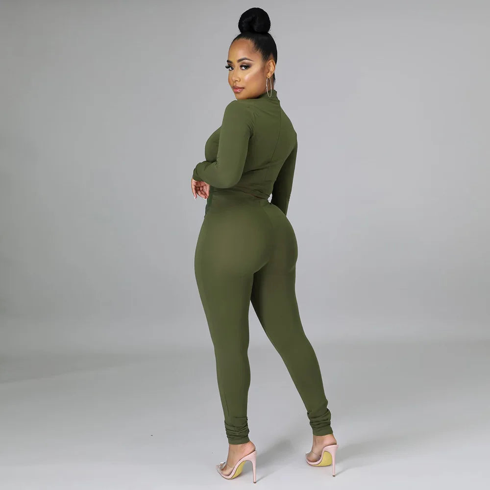 GR | Two-piece set with short faux leather corset and high-waisted trousers