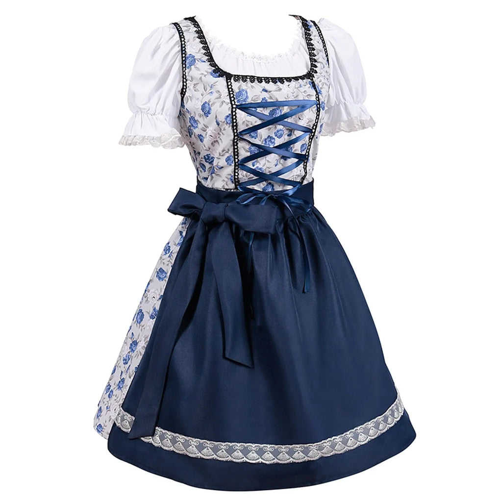 GR | Kurzärmelig Spitze Oktoberfest Kleid mit Schürze