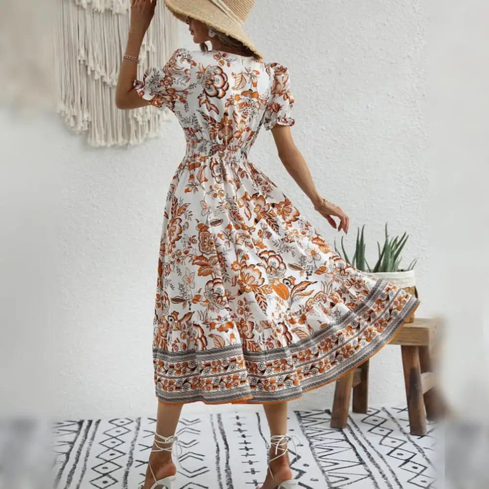 GR | Elegante Orange Blumenkleid