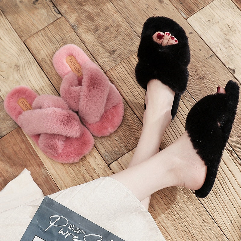 GR | Winter Fluffy Slippers with Cozy Warmth for Women