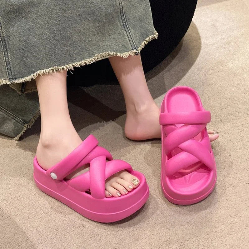 GR | Platform Chunky Cross Strap Sandals