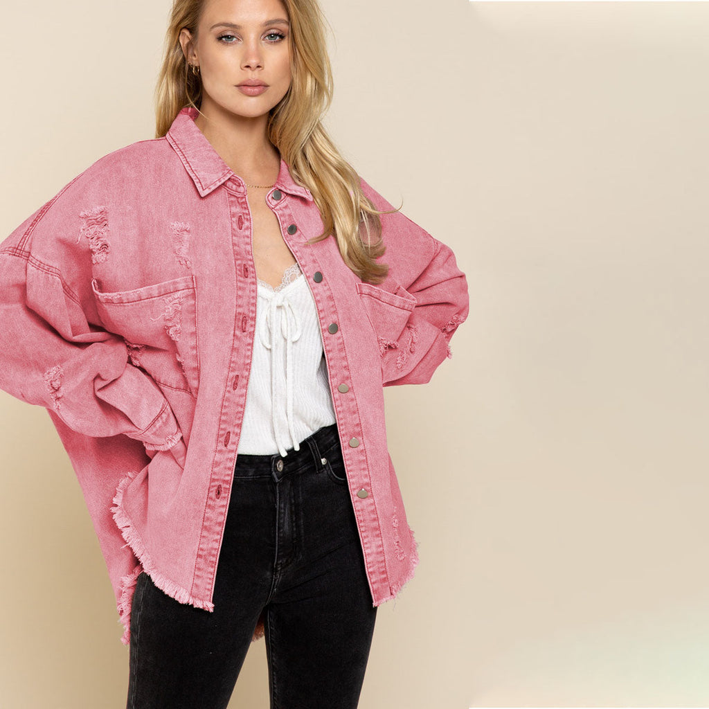 GR Denim Overshirt | Trendy plus-size shirt for women