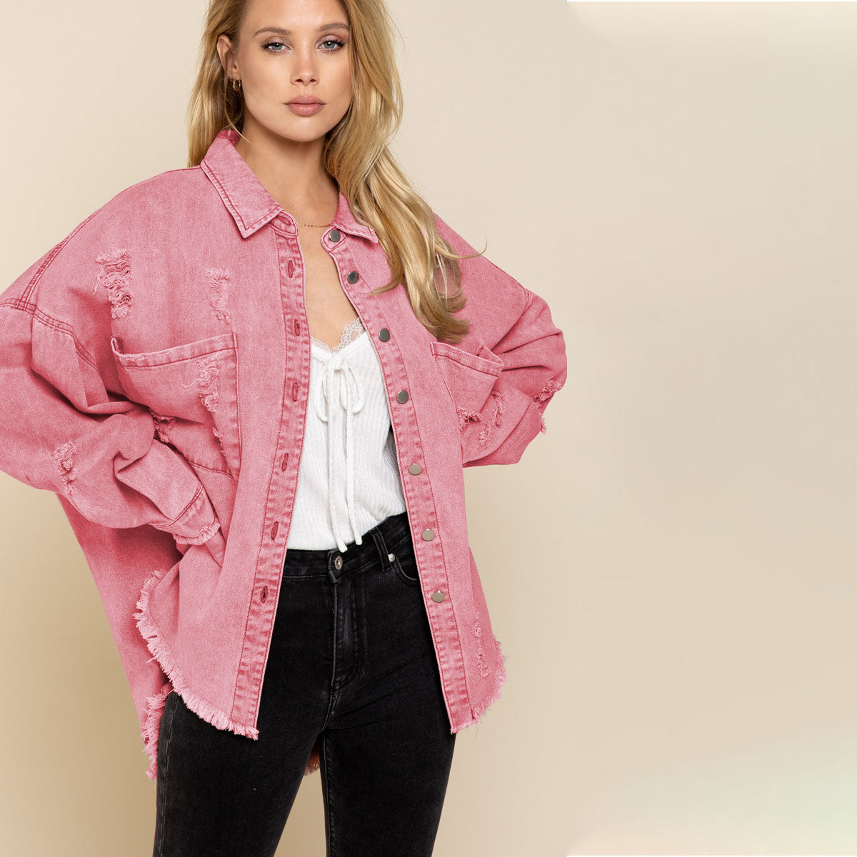 GR Denim Overshirt | Trendy plus-size shirt for women