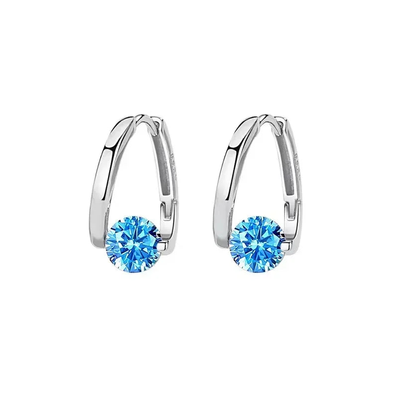 GR | Sterling Silver Geometric Zircon Earrings