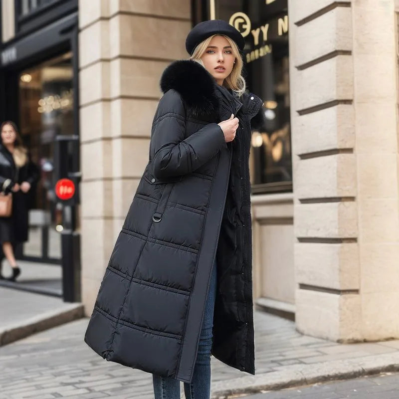 GR - Winter jacket with fur collar and belt 