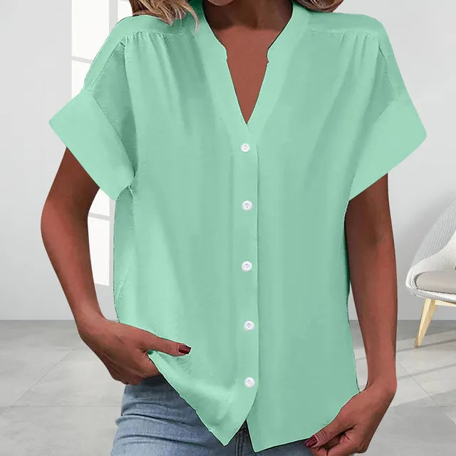 GR | Casual V-neck top with short sleeves