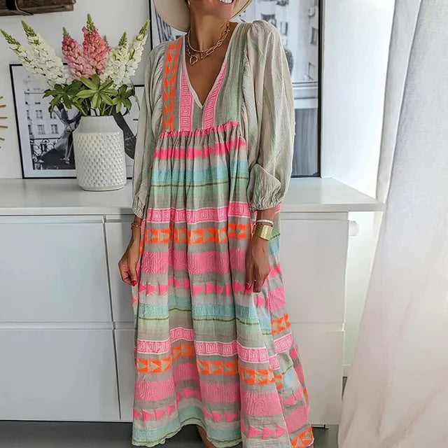 GR | Women's Geometric Print Party Dress 