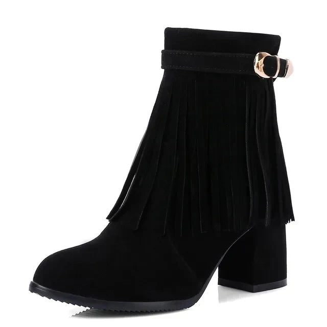 GR | Cowboy ankle boots with fringe tassel