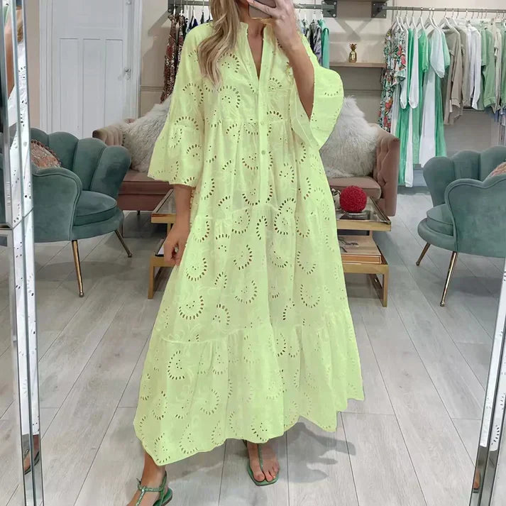 GR | Elegant dress with embroidered eyelets