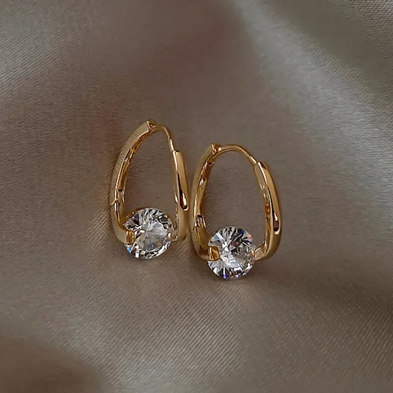 GR | Sterling Silver Geometric Zircon Earrings