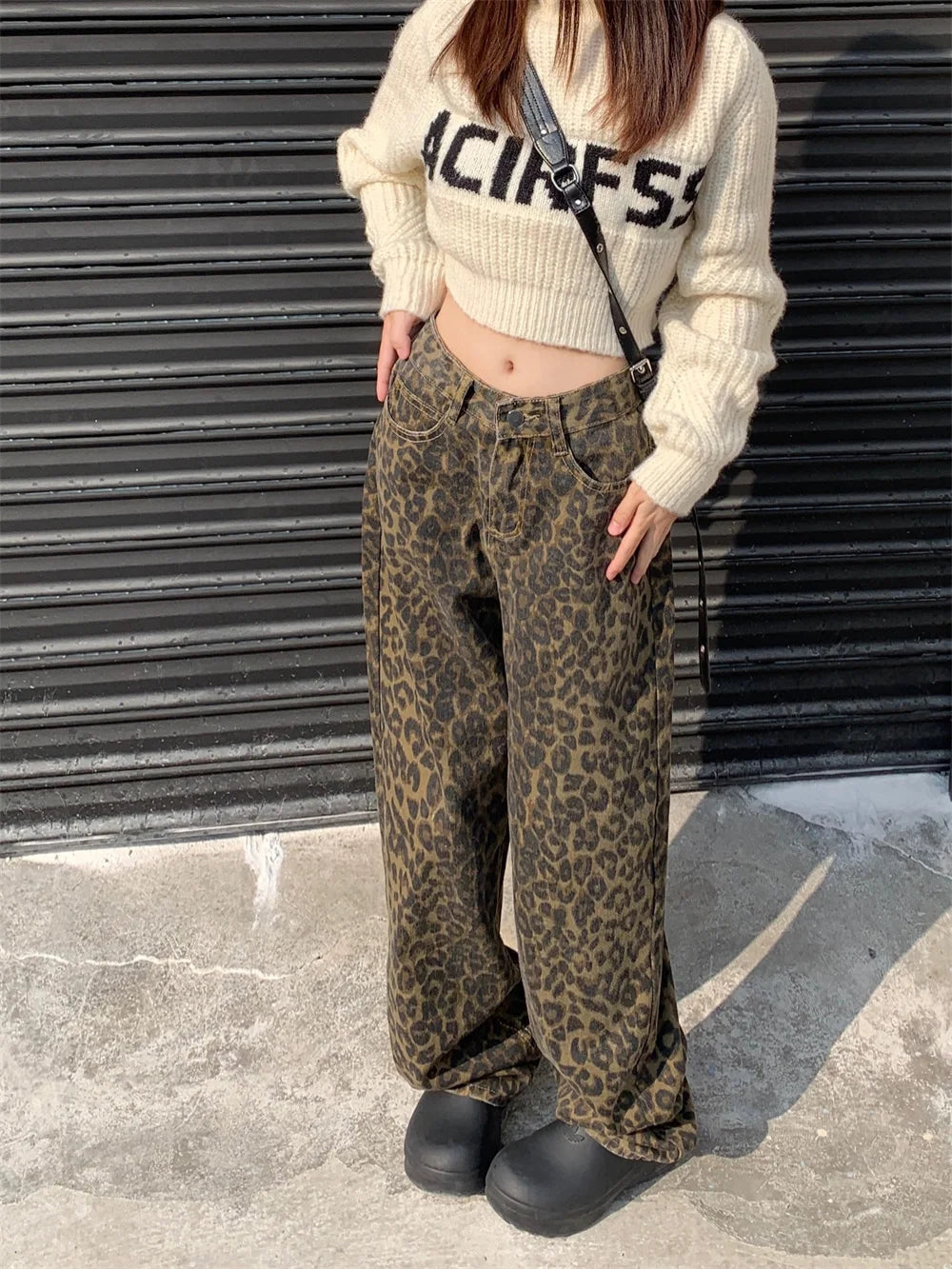 GR | Modische Leopardenmuster Jeans Für Damen