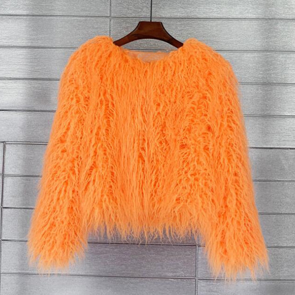 Women's thick warm faux fur coat 