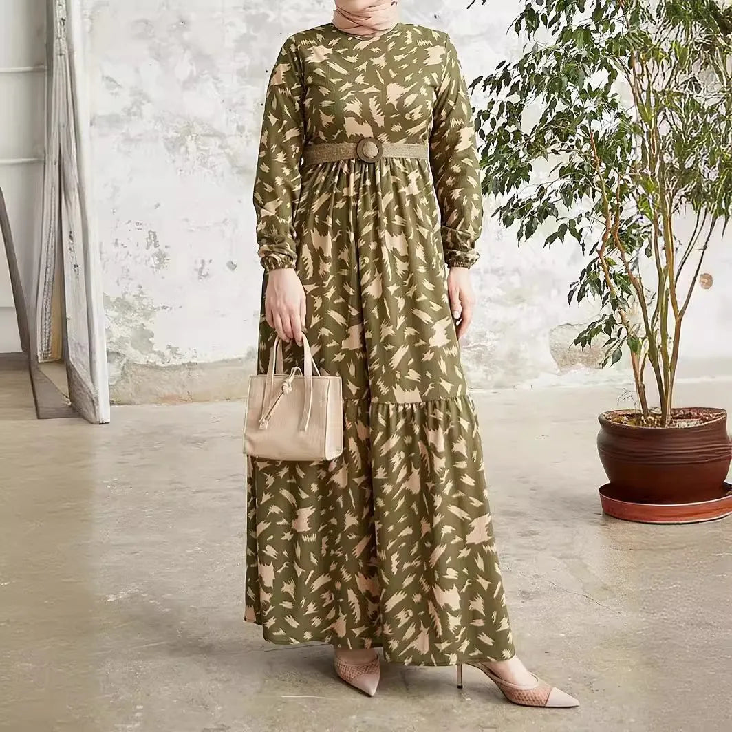 GR | Elegant long-sleeved printed dress