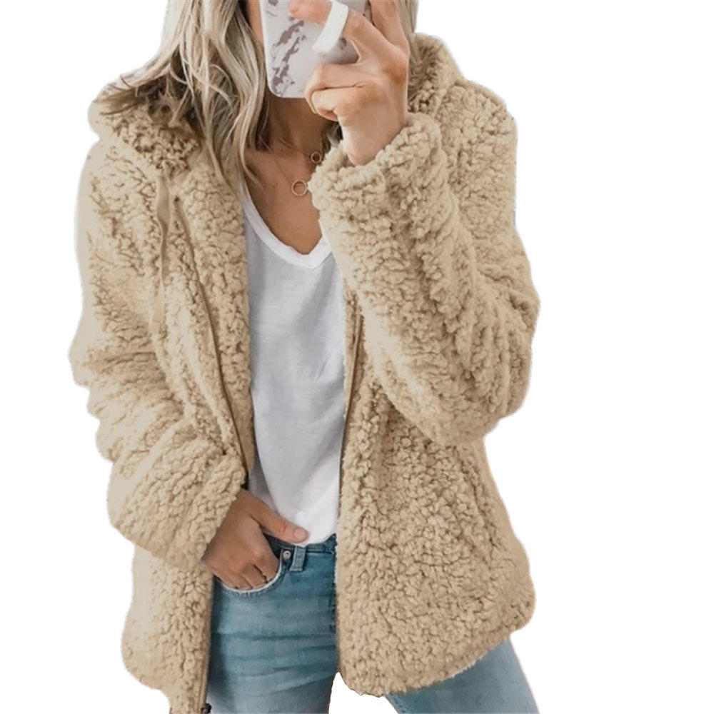 GR Women's Fashion | Elegant Bear Teddy Fur Coat: Soft fleece coat with pockets and zipper