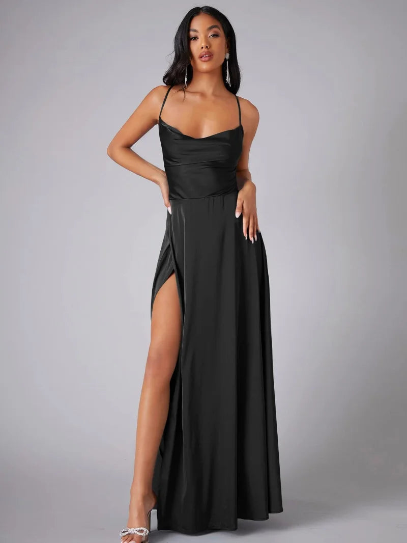 GR | Silk maxi dress with braided back. Dress yourself for formal occasions. Lucette
