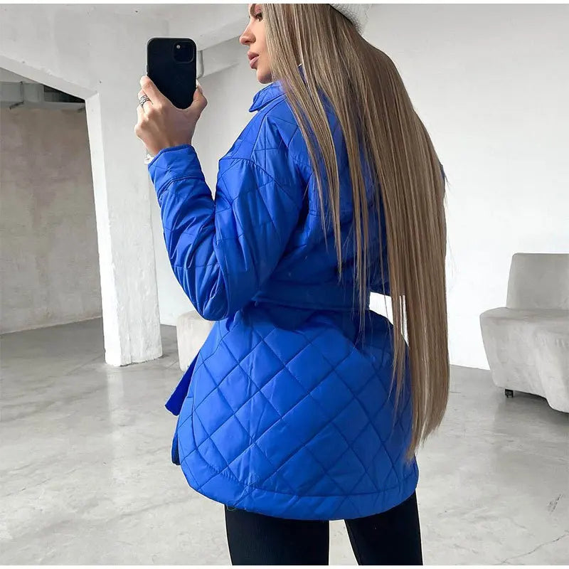 quilted jacket with snap fasteners