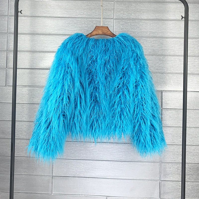 Women's thick warm faux fur coat 