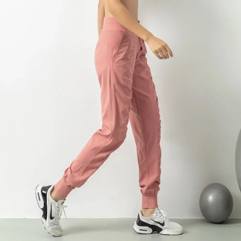 GR | Stoff Schnürsenkel Lauf Sport Joggers Frauen Schnell Trocknend Athletic Fitness Trainings Sweatpants mit Zwei Taschen Bewegung Hosen