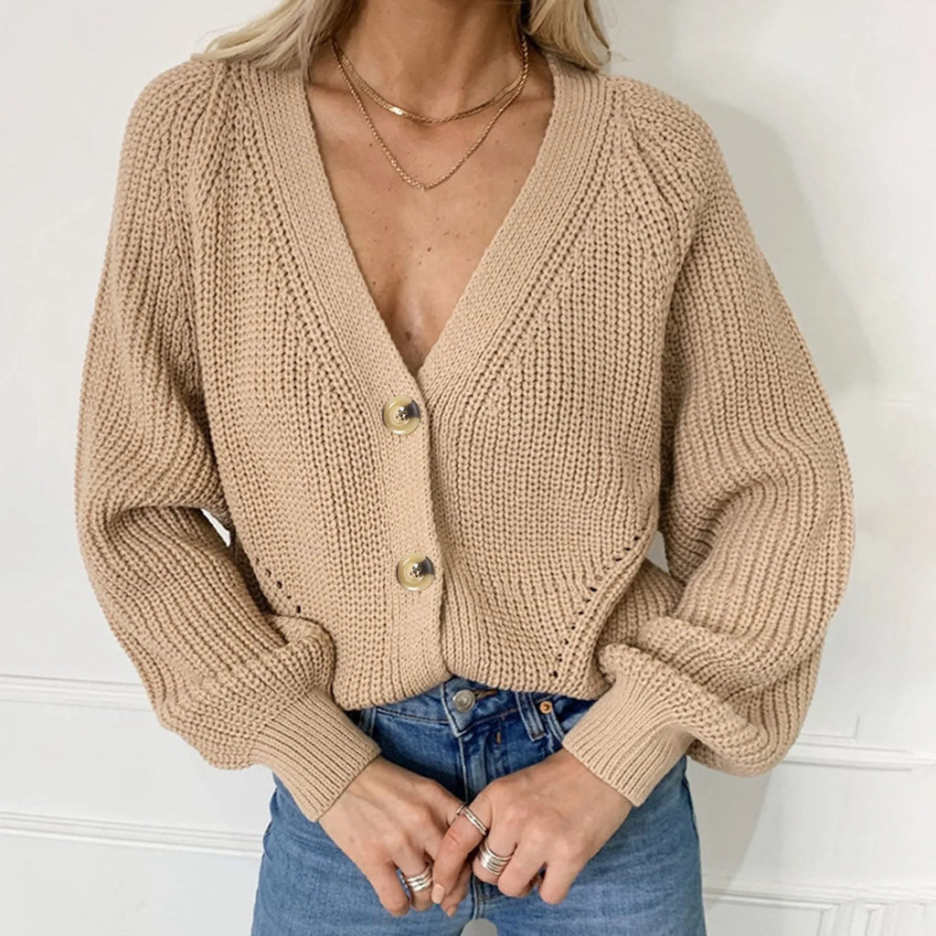 GR | STRICK-CARDIGAN MIT V-AUSSCHNITT