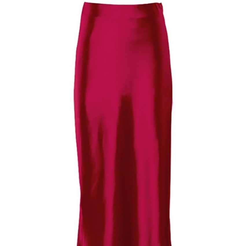 GR | High-waisted long satin silk skirt for women