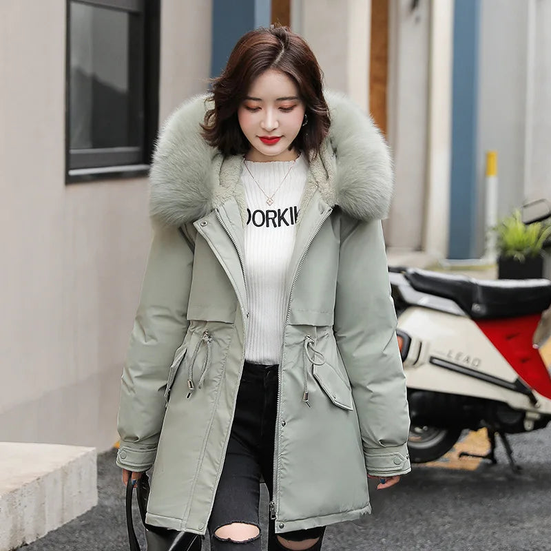 GR | Lined winter jacket with detachable fur collar and hood