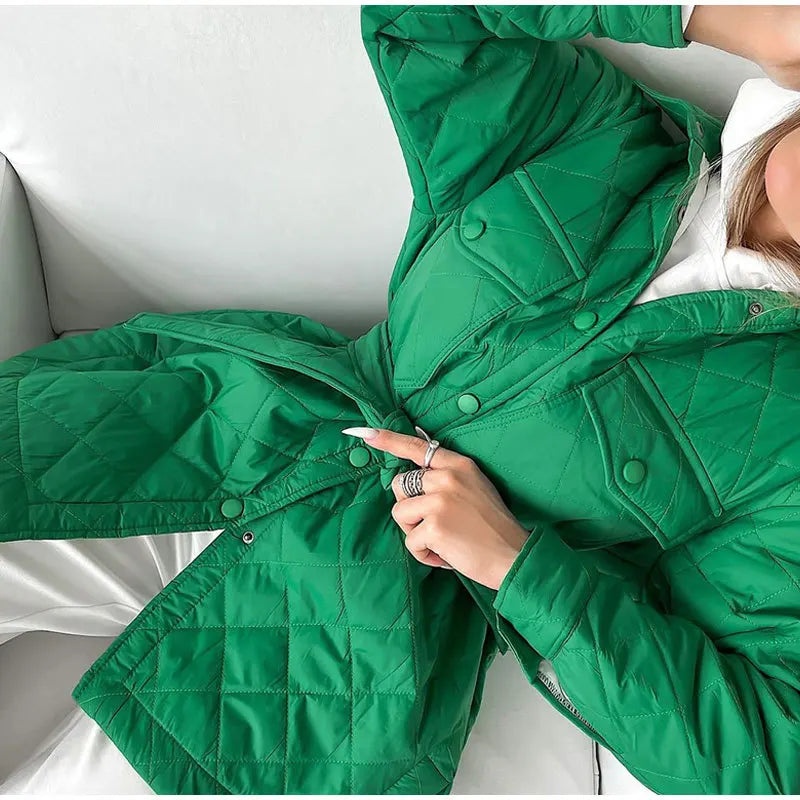 quilted jacket with snap fasteners