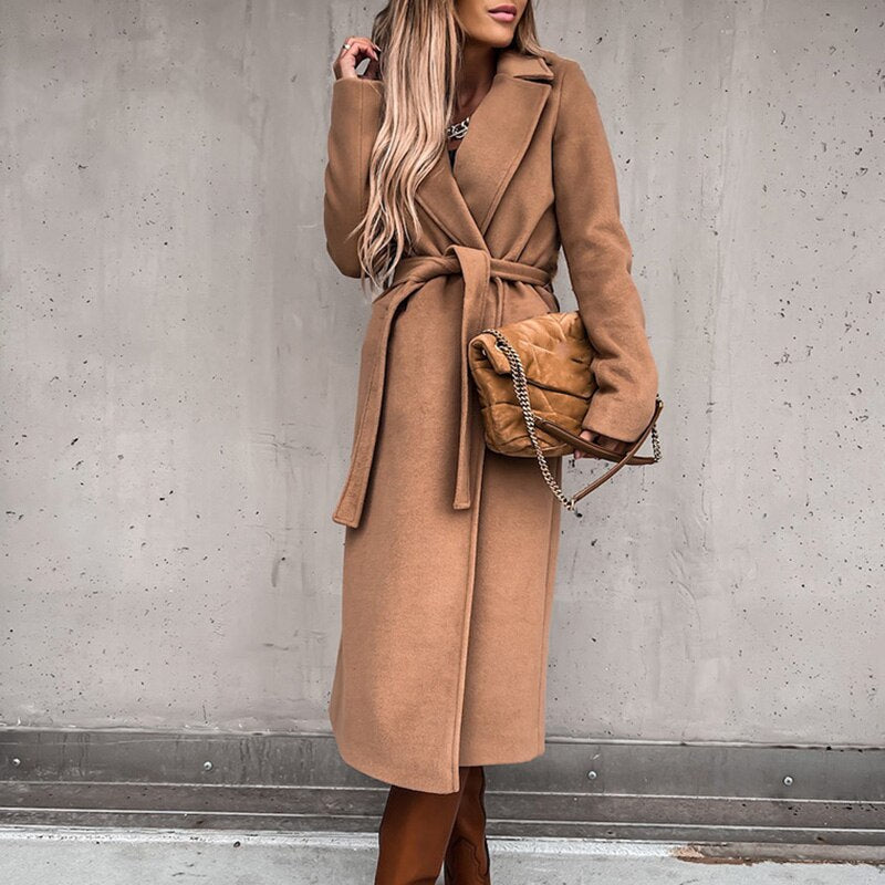 GR Long coat with tie belt