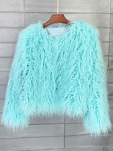 GR coat for women, thick, warm faux fur coat