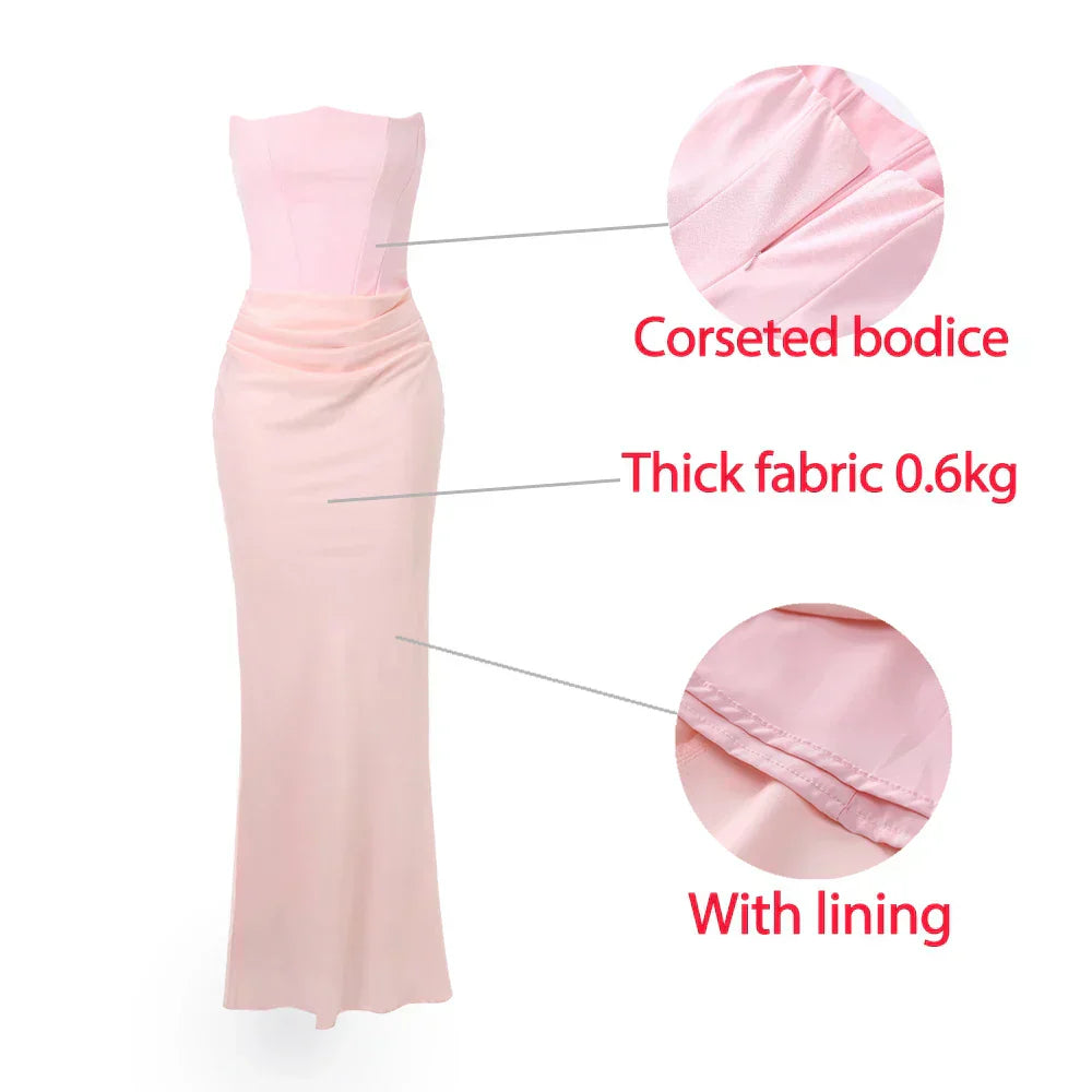 GR | Strapless Pink Satin Ballkleid